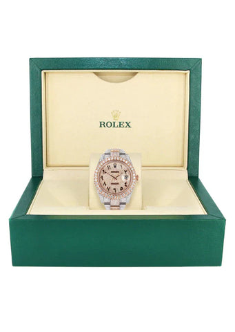 Diamond Rose Gold Iced Out Rolex Datejust